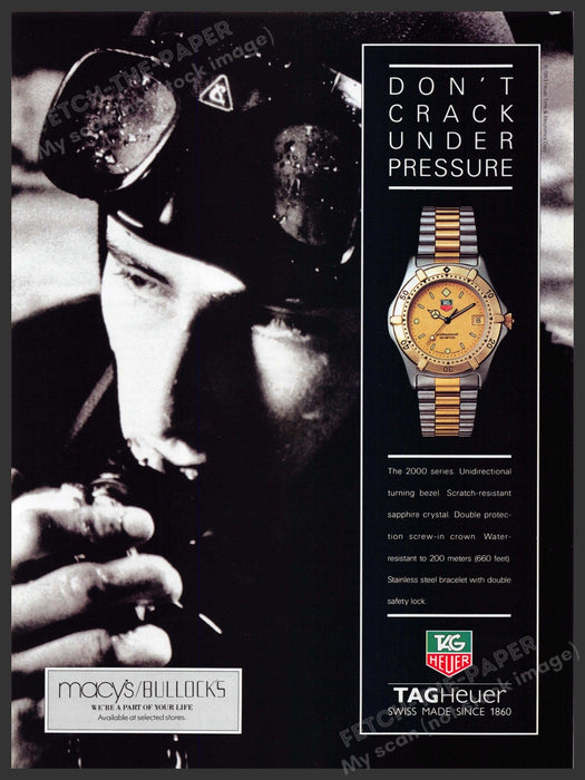 Tag Heuer 1990s Print Advertisement 1993 Watch 2000s Series Diver Fetch-the-Paper