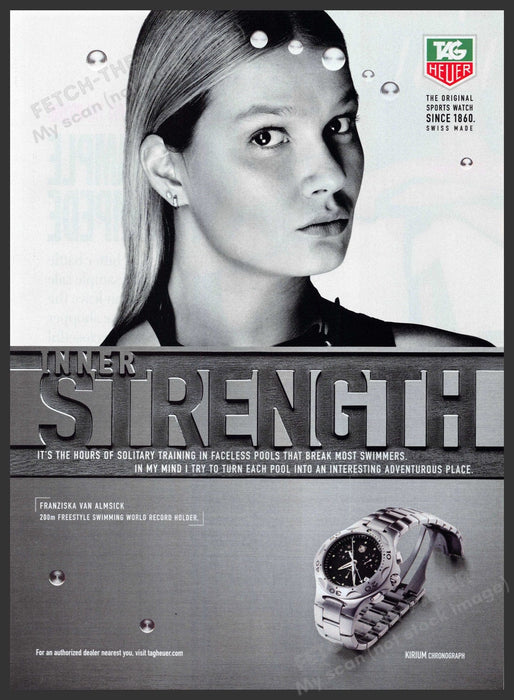 Tag Heuer Watch 1990s Print Advertisement 1999 Franziska Van Almsick Fetch-the-Paper