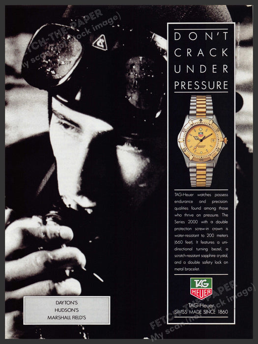 Tag Heuer Watch 1990s Print Advertisement Ad 1992 Lady Bug Scuba Diver Fetch the Paper!