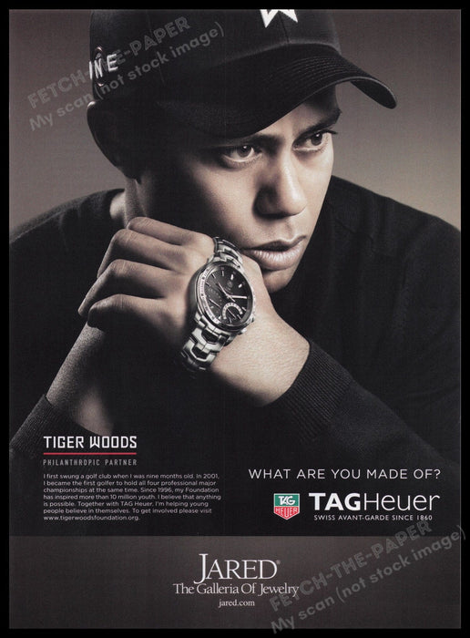 Tag Heuer Watch Tiger Woods 2000s Print Advertisement Ad 2009 Fetch the Paper!