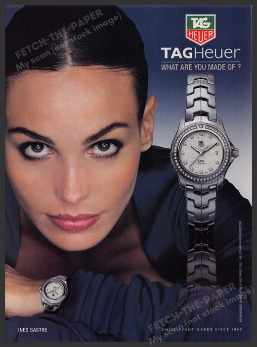 Tag Heuer Watches Ines Sastre 2000s Print Advertisement 2004 Model Actress Fetch-the-Paper