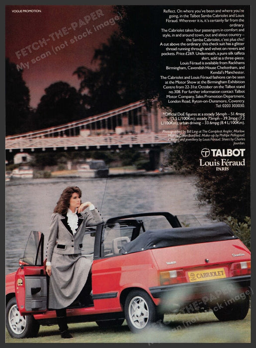 Talbot Sambia Cabriolet Car 1980s Print Advertisement Ad 1982 UK Fetch the Paper!
