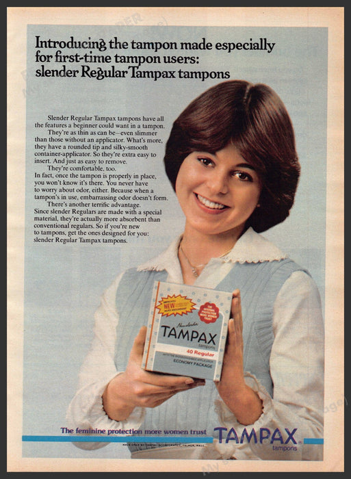 Tampax 1970s Print Advertisement 1979 Teen Girl Tampax