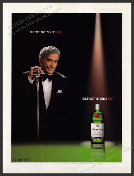 Tanqueray Gin Tony Bennett 2000s Print Advertisement Ad 2002 Fetch-the-Paper