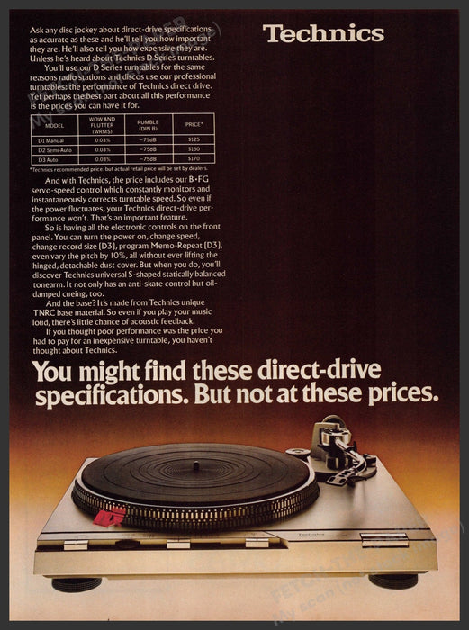 Technics D Series Turntable 1970s Print Advertisement 1978 Fetch-the-Paper
