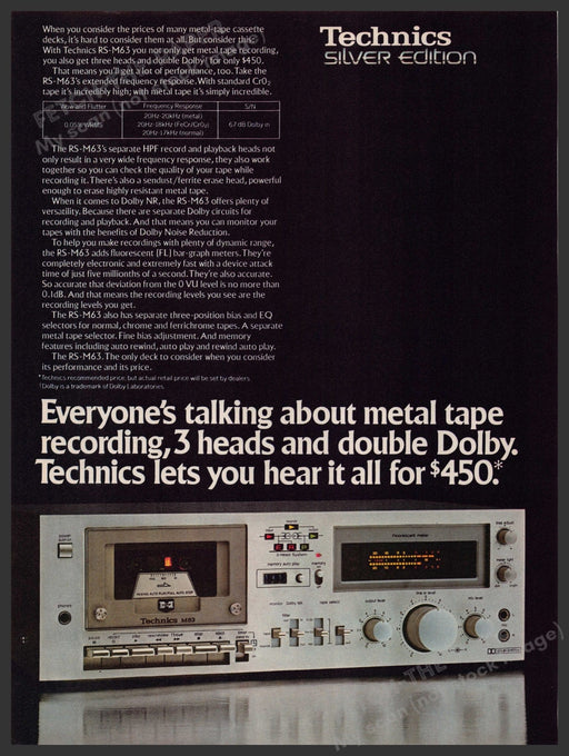 Technics Silver Edition RS-M63 1970s Print Advertisement 1979 Fetch-the-Paper