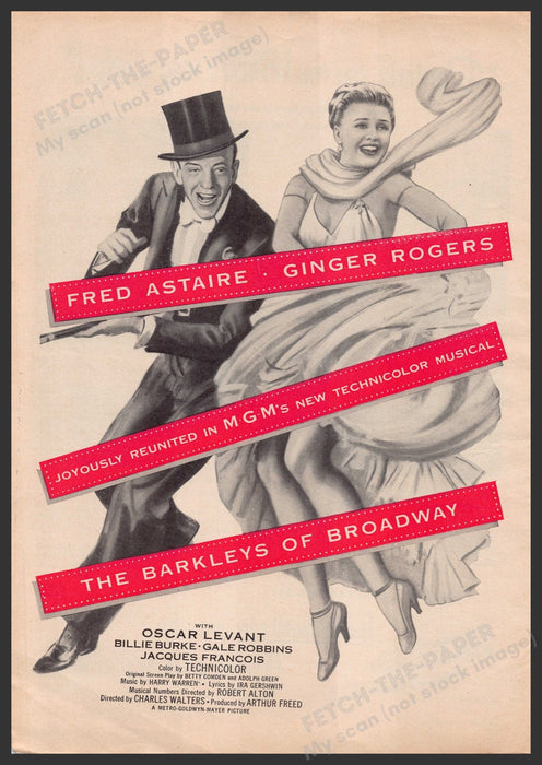 "The Barkleys of Broadway" Musical Release 1940s Print Advertisement Ad 1949 Fetch-the-Paper