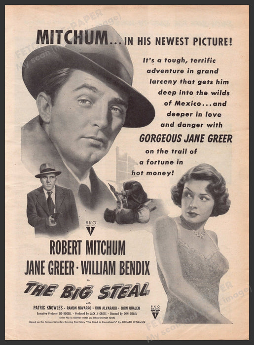 "The Big Steal" Movie Release 1940s Print Advertisement Ad 1949 Fetch-the-Paper
