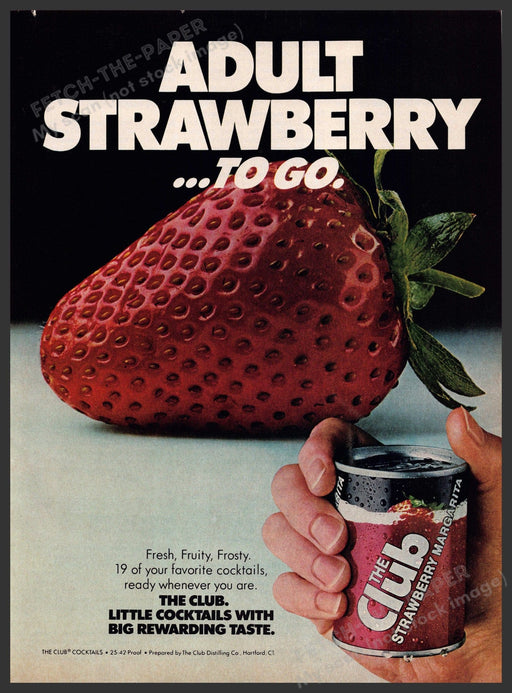 The Club 1980s Print Advertisement 1981 Strawberry Margarita The Club