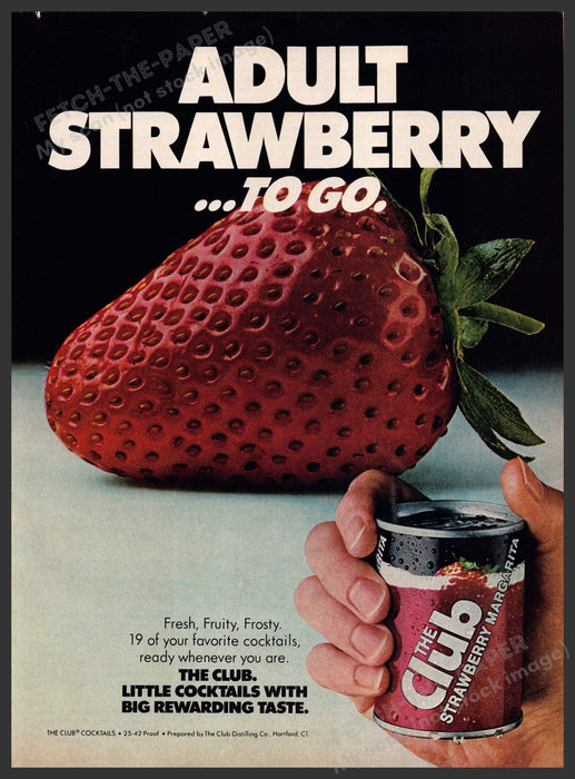 The Club 1980s Print Advertisement 1981 Strawberry Margarita The Club