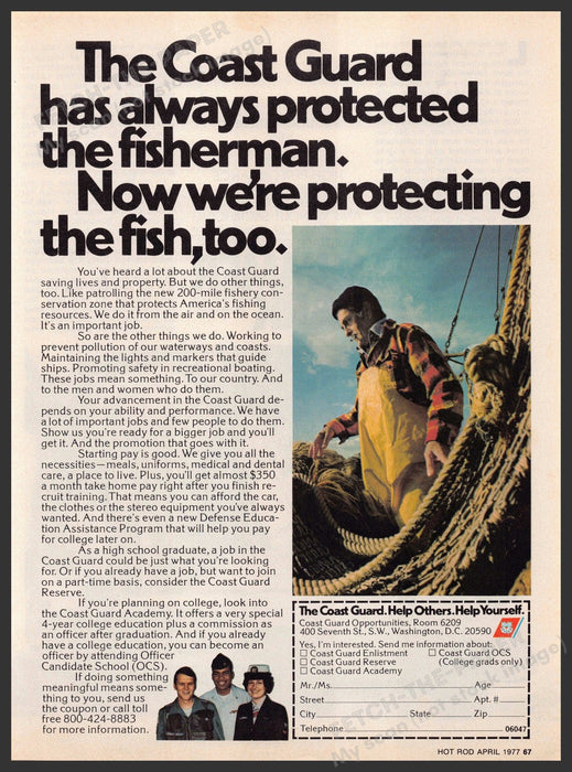 The Coast Guard 1970s Magazine Print Advertisement 1977 America's Fishery The Coast Guard
