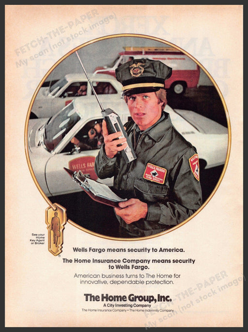 The Home Group Wells Fargo 1970s Print Advertisement 1979 Cop Home Insurance Wells Fargo