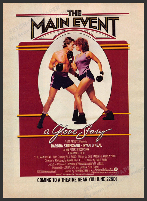 The Main Event 1970s Print Advertisement 1979 Streisand O'Neal Boxing Glove The Main Event