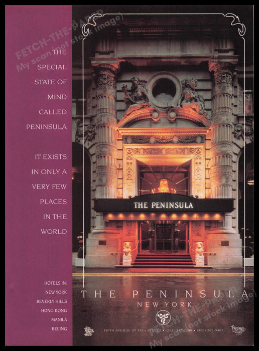 The Peninsula New York 1990s Print Advertisement Ad 1995 Hotel Exterior Fetch the Paper!