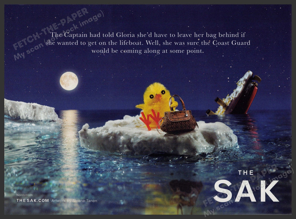 The Sak Handbags 2000s Print Advertisement 2006 Sloane Tanen Titanic Sinking Fetch-the-Paper