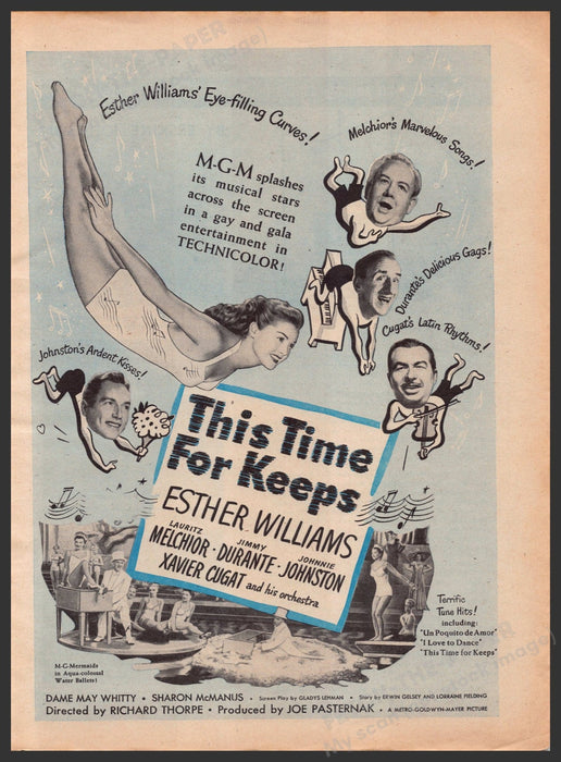 "The Time For Keeps" Movie Release 1940s Print Advertisement Ad 1947 Fetch-the-Paper