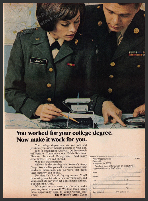 The Women's Army Corps 1960s Print Advertisement Ad 1969 Fetch the Paper!