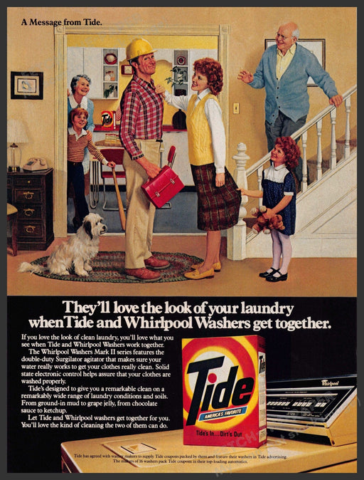 Tide 1980s Magazine Print Advertisement 1983 Sending Dad to Work Tide