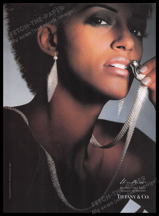 Tiffany & Co. Elsa Peretti 1990s Print Advertisement Ad 1998 Jewelry Sexy Model Fetch the Paper!
