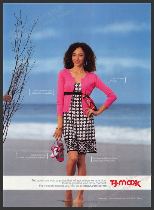 TJ Maxx Clothing 2000s Print Advertisement 2008 Legs Barefoot Girl Beach Sand Fetch-the-Paper