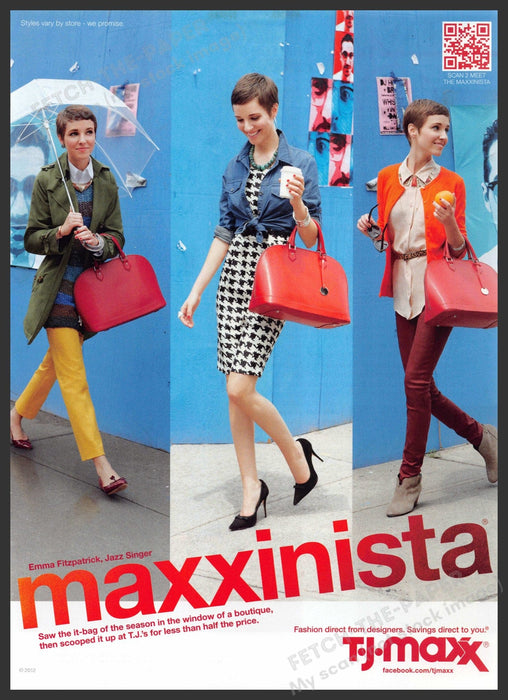 TJ Maxx Maxxinista 2010s Print Advertisement 2012 Legs Pixie Hair Model Fetch-the-Paper