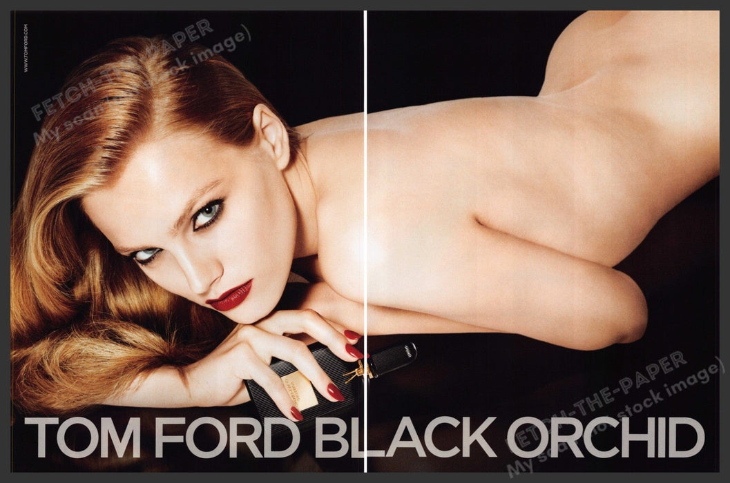 Tom Ford "Black Orchid" 2010s Print Advertisement (2 pages) 2010 Bare Model Fetch-the-Paper