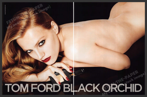 Tom Ford "Black Orchid" 2010s Print Advertisement (2 pages) 2010 Bare Model Fetch-the-Paper