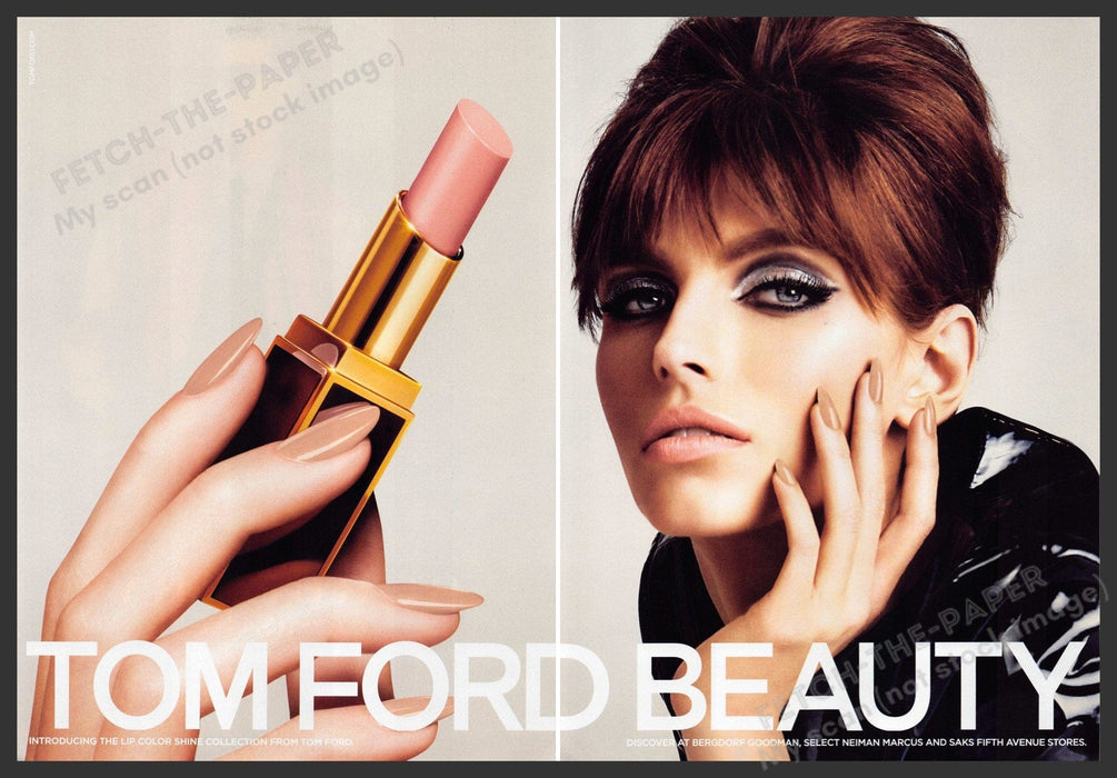 Tom Ford Karlina Caune 2010s Print Advertisement (2 page) 2013 Beauty Lips Fetch-the-Paper