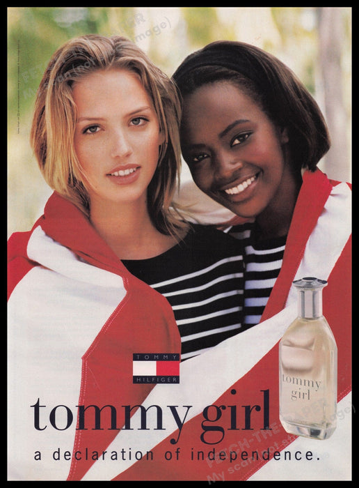 Tommy Girl Fragrance 1990s Print Advertisement Ad 1997 Girls American Flag Fetch the Paper!
