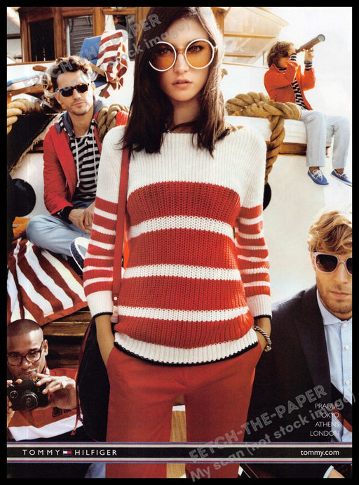 Tommy Hilfiger 2010s Magazine Print Ad 2013 Sweater Girl Model Circle Eyeglasses Tommy Hilfiger