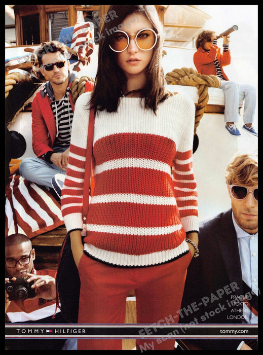 Tommy Hilfiger 2010s Magazine Print Ad 2013 Sweater Girl Model Circle Eyeglasses Tommy Hilfiger