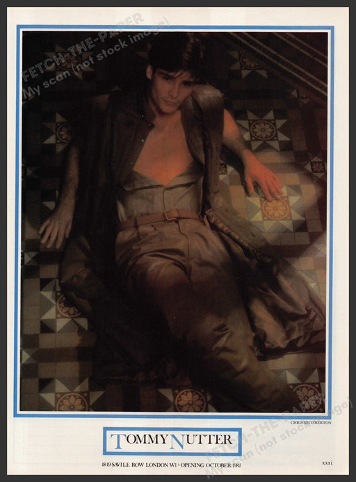 Tommy Nutter Clothing 1980s Print Advertisement Ad 1982 Open Shirt Male Model Fetch the Paper!