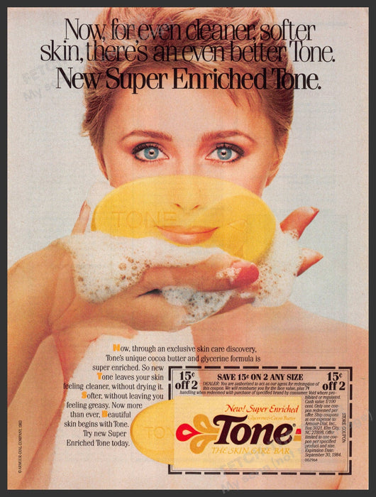 Tone 1980s Magazine Print Advertisement 1983 Soap Bar Smile Face Tone