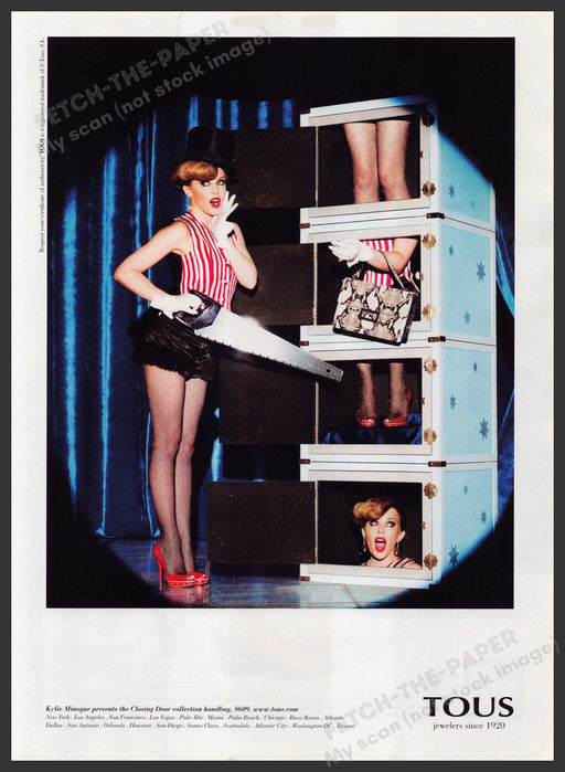 Tous Handbags Kylie Minogue 2010s Print Advertisement Ad 2010 Magic Show Legs Fetch-the-Paper
