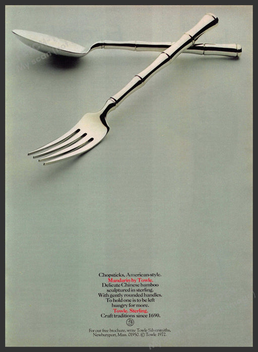 Towle Silverware 1970s Print Advertisement 1977 Mandarin Pattern Towle