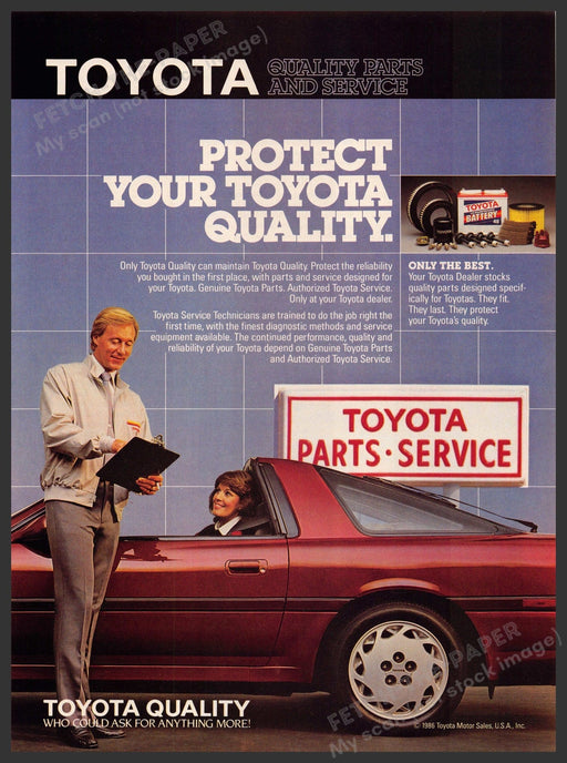 Toyota Quality 1980s Magazine Print Advertisement 1988 Parts Service Toyota