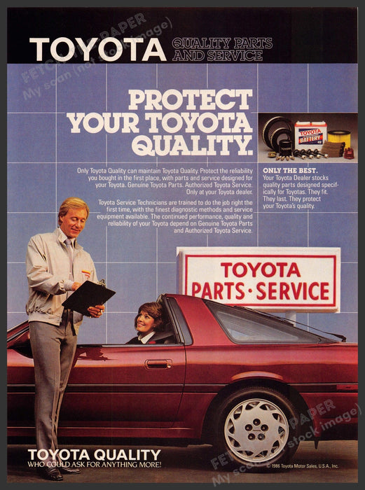 Toyota Quality 1980s Magazine Print Advertisement 1988 Parts Service Toyota
