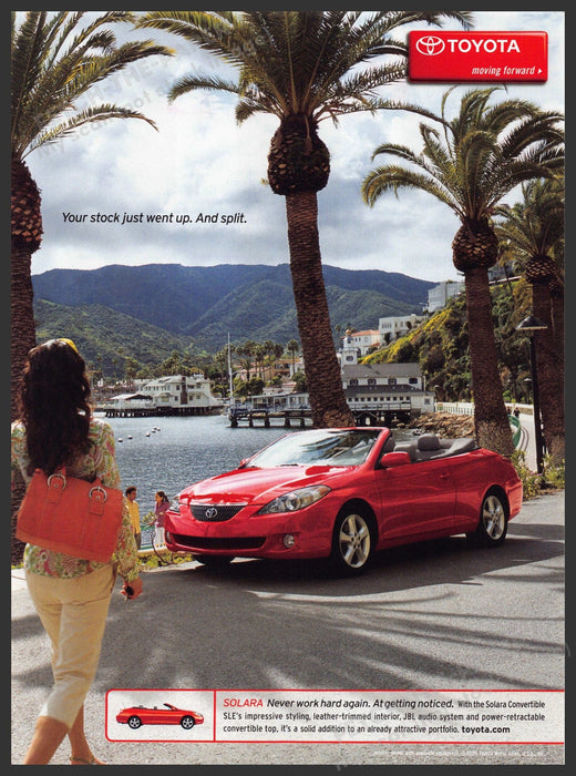 Toyota Solara 2000s Print Advertisement 2005 Oceanfront Fetch-the-Paper