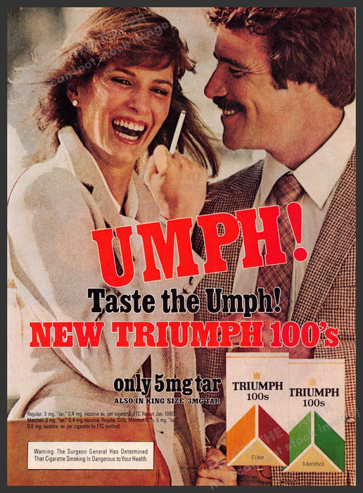 Triumph 1980s Magazine Print Advertisement 1981 "Tase the umph" Fetch-the-Paper