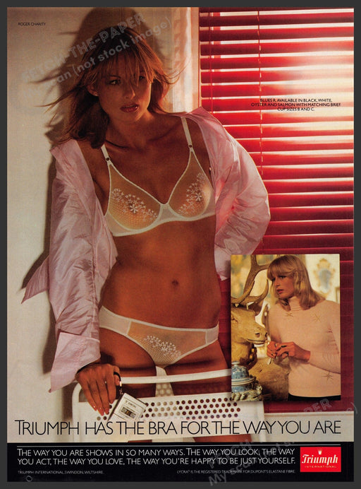Triumph Lingerie 1980s Print Advertisement Ad 1980 "The bra for the way you are" Fetch-the-Paper