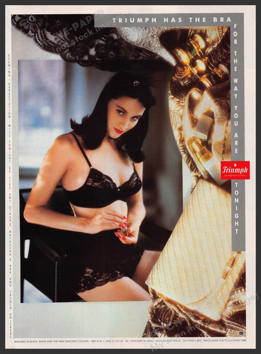 Triumph Lingerie 1980s Print Advertisement Ad 1987 "For the way you are tonight" Fetch-the-Paper