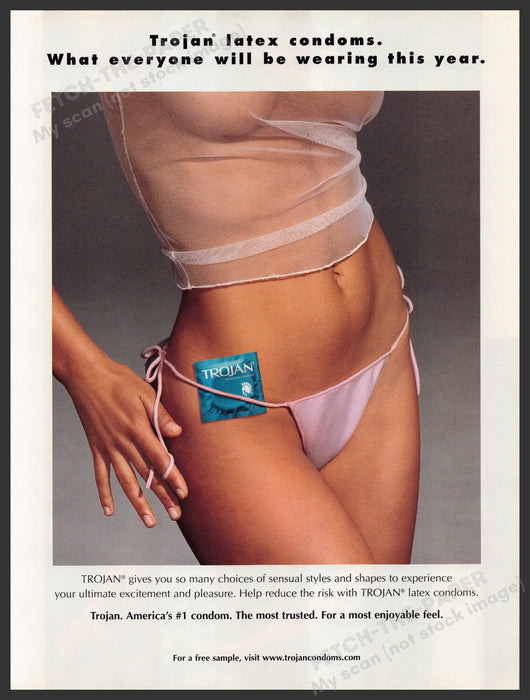 Trojan Condoms 2000s Print Advertisement Ad 2002 Sexy Body Fetch-the-Paper
