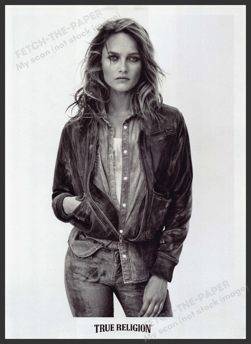 True Religion Clothing 2000s Print Advertisement Ad 2013 Sexy Model Fetch the Paper!