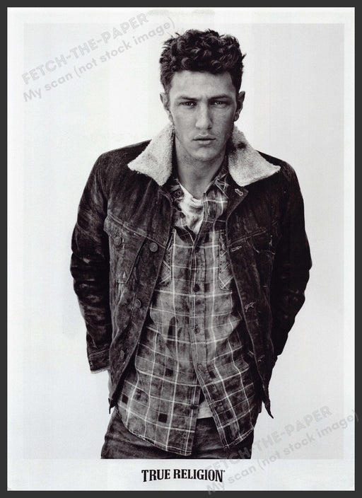 True Religion Jean Jacket Clothing 2000s Print Advertisement Ad 2013 Sexy Male Fetch the Paper!