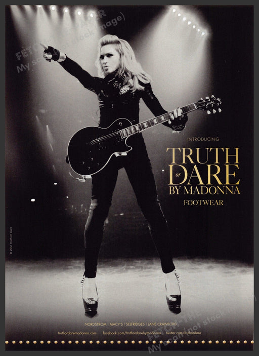 Truth or Dare Madonna 2010s Print Advertisement 2012 Footwear On Stage Guitar Fetch-the-Paper