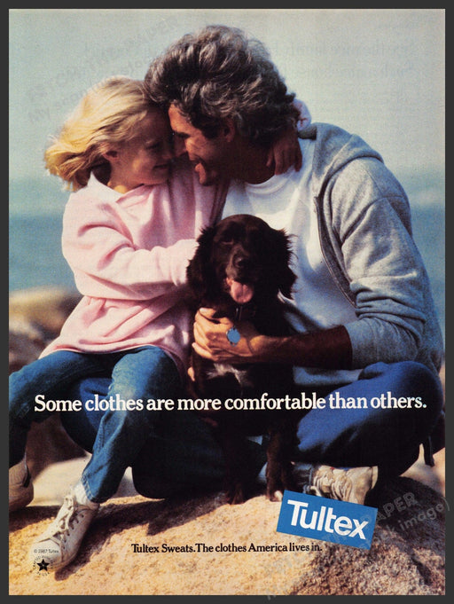 Tultex 1980s Magazine Print Advertisement 1987 Sweats Spaniel Dog Tultex