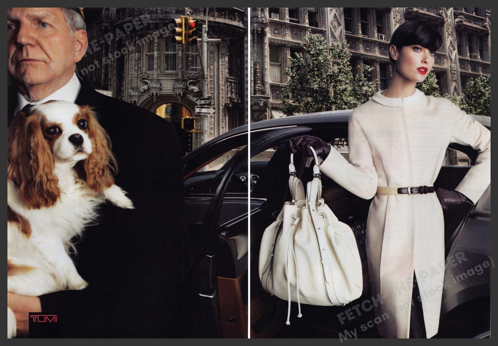 Tumi Handbags Dog King Charles Spaniel 2000s Print Advertisement (2 pages) 2008 Fetch the Paper!