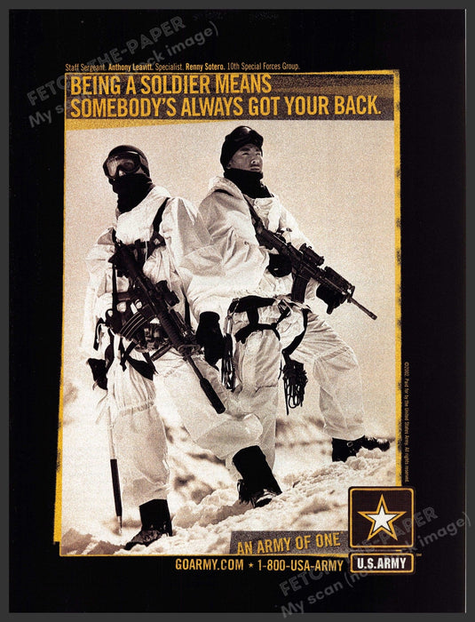U.S. Army Recruitment 2000s Print Ad 2003 Anthony Leavitt Renny Sotero Fetch-the-Paper