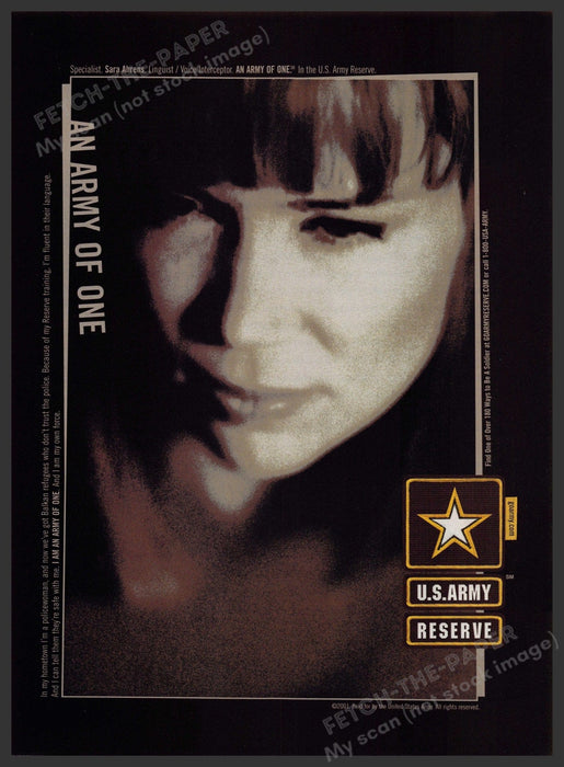 U.S. Army Reserve 2000s Print Advertisement 2001 Sara Ahrens Fetch-the-Paper