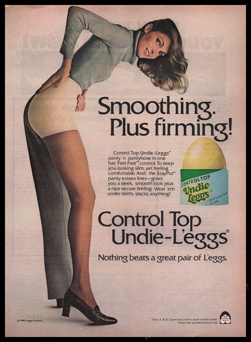 Undie L'eggs Hosiery 1980s Print Advertisement Ad 1980 Legs Fetch the Paper!